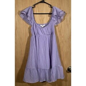 Rewind Flutter Sleeve Skater Dress Boho Cottagecore Fairy Ruffle Lilac Coquette